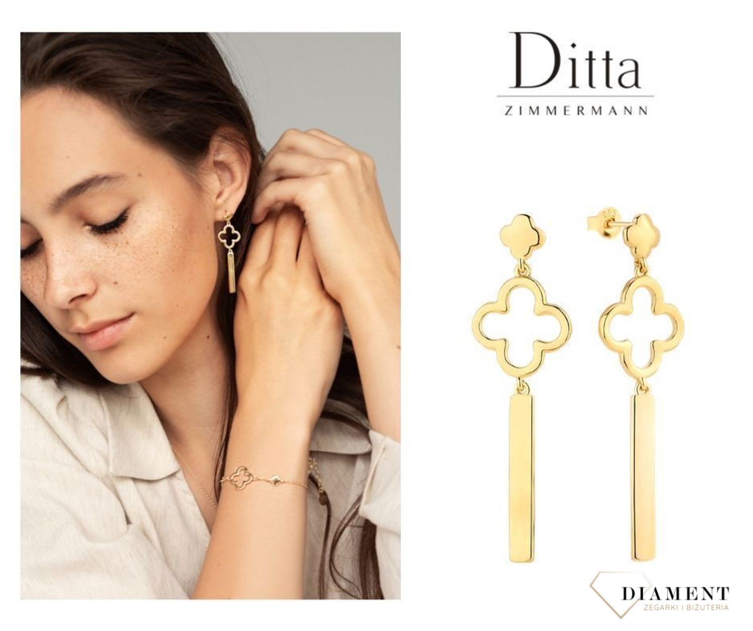 Kolczyki srebrne wiszące z koniczyną DZK361MRCZ z kolekcji MAROCCO.jpg